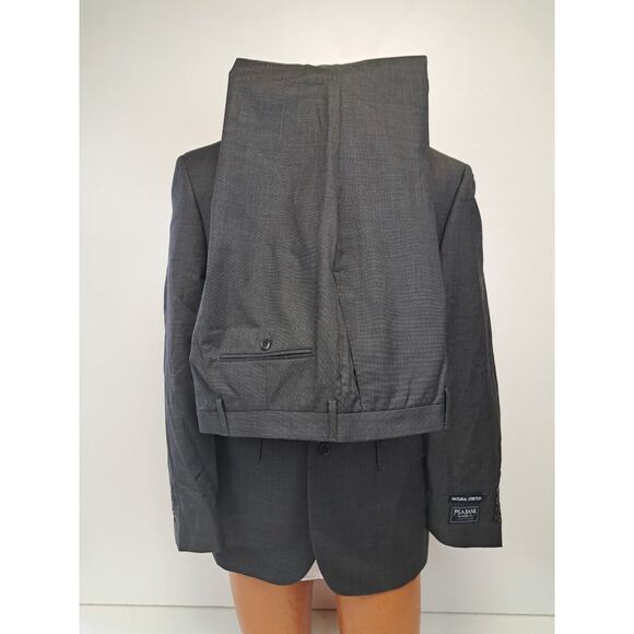 Jos A Bank Mens 2 Piece Suit 38R Charcoal Gray Wool Flat Front Pants 34x29 - Picture 3 of 14